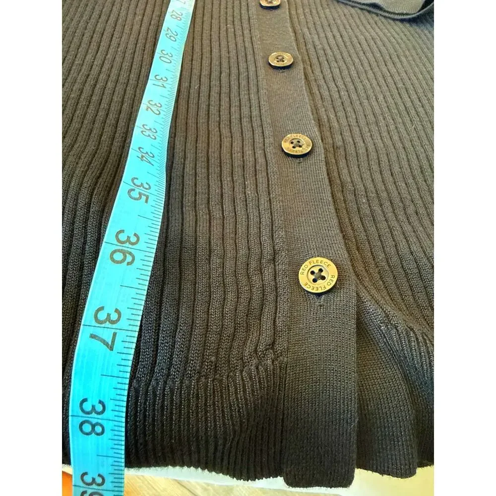 Brooks Brothers Long Black Ribbed Cardigan Button Front Womens Closet Staple XL